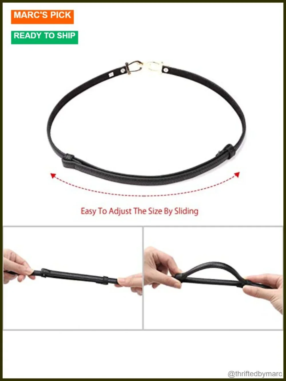 Faux Leather Skinny Belt Adjustable for Jeans Pants with Gold Buckle